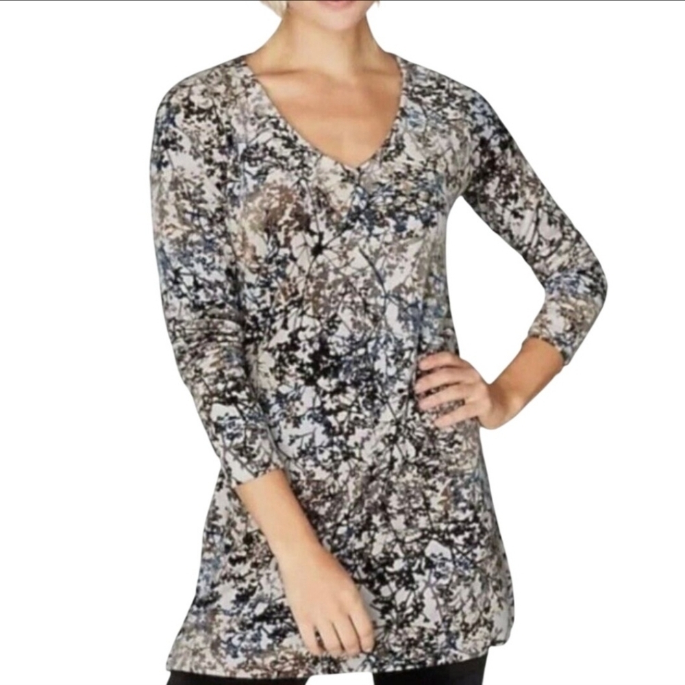 J. Jill Pure Jill Zinc Calm Vibes Velour Plussize Tunic Top Cream Gray Size 2X